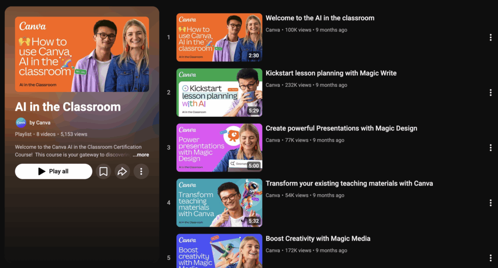 An image featuring Canva as an example for their thumbnail and title use to help showcase tips marketers can apply to their own YouTube Marketing strategy. 